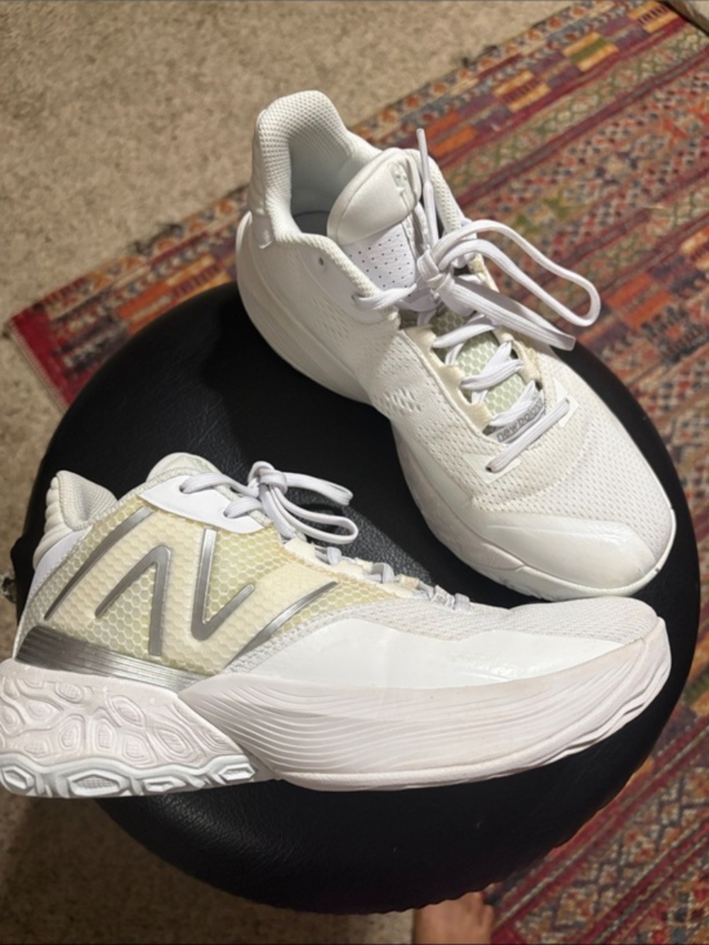 New Balance Women's White and Cream basketball Athletic Sneakers Unisex.